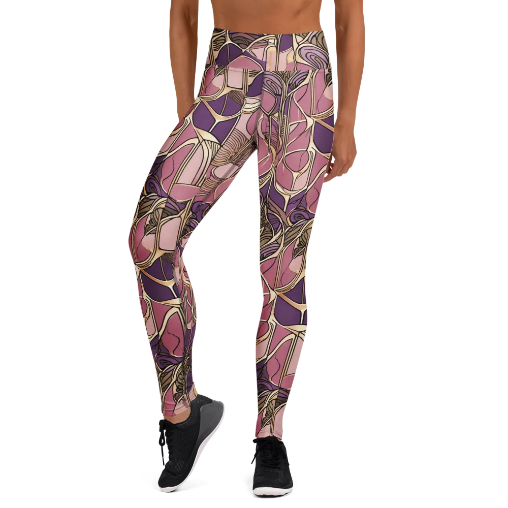 Mauve Filigree on Yoga Leggings — Front