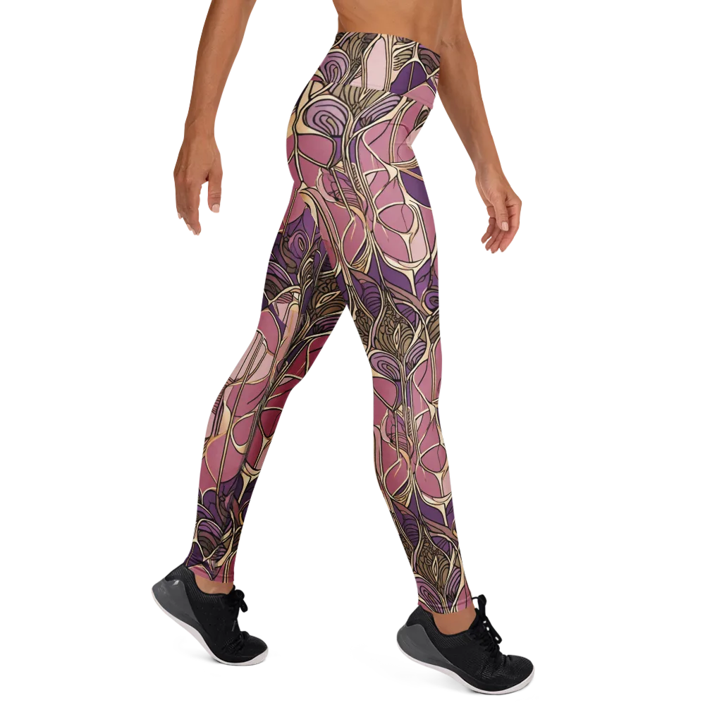 Mauve Filigree on Yoga Leggings — Right