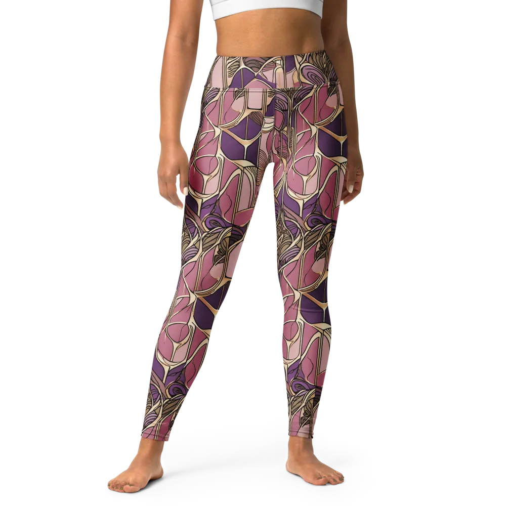 Mauve Filigree on Yoga Leggings — Front