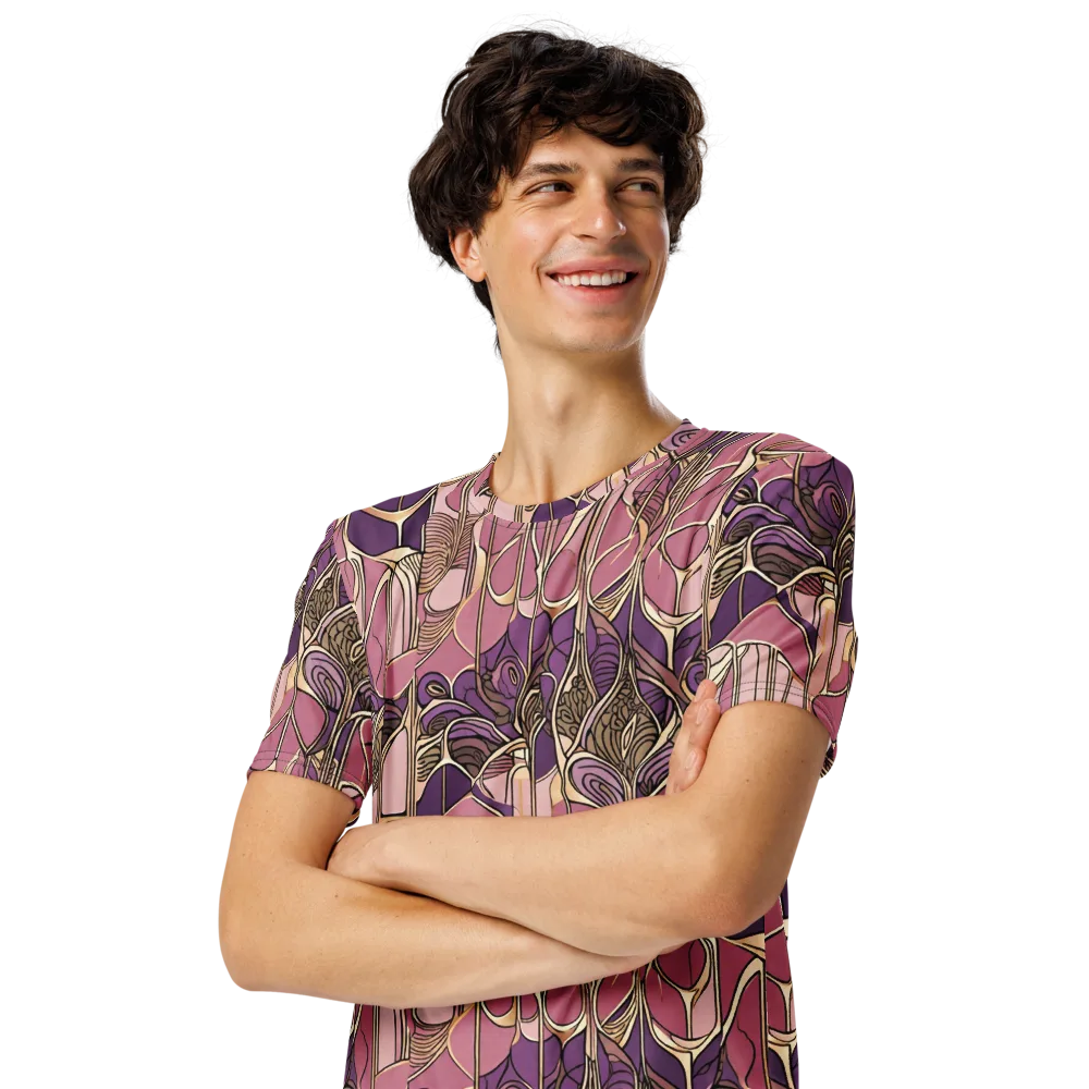 Mauve Filigree on Men's Crew Neck T-Shirt — Left Front