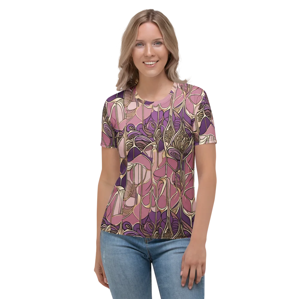 Mauve Filigree on Women's Crew Neck T-Shirt — Front