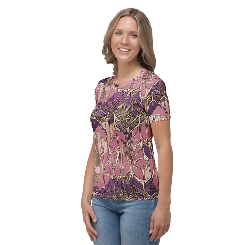 Mauve Filigree on Women's Crew Neck T-Shirt — Left
