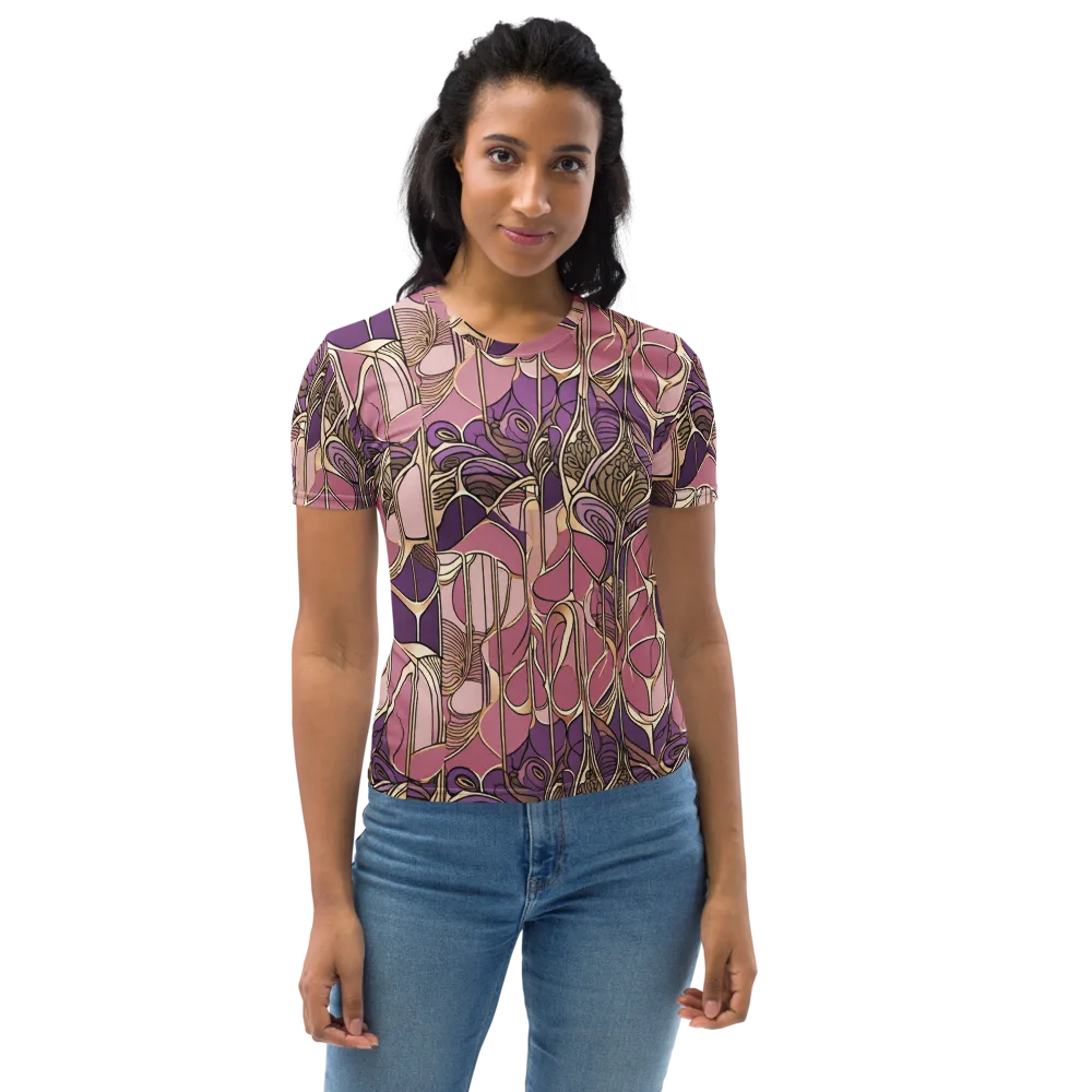 Mauve Filigree on Women's Crew Neck T-Shirt — Front