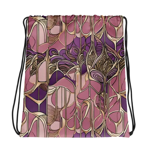 Mauve Filigree on a Drawstring Bag