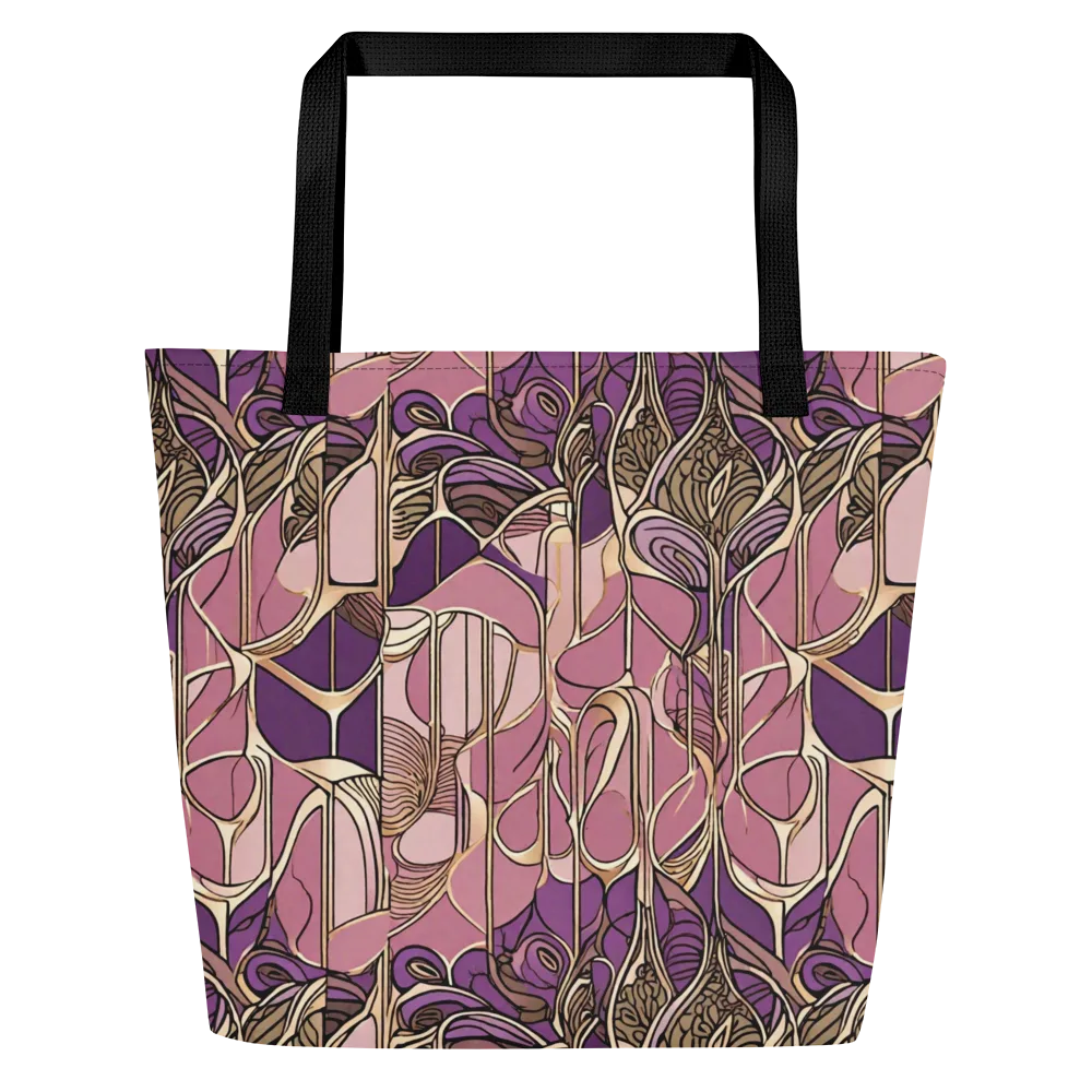 Mauve Filigree on Large Tote Bag W/ Pocket — Front
