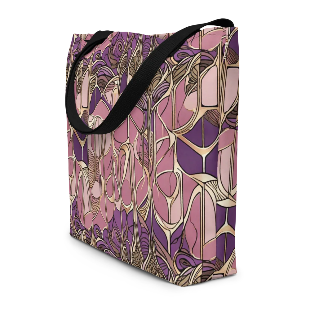 Mauve Filigree on Large Tote Bag W/ Pocket — Front
