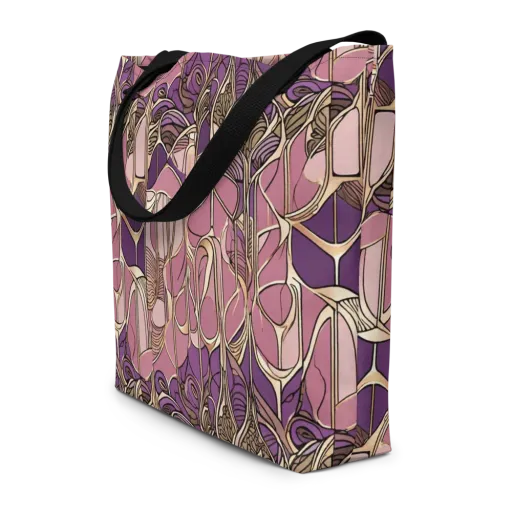 Mauve Filigree on a Large Tote Bag W/ Pocket