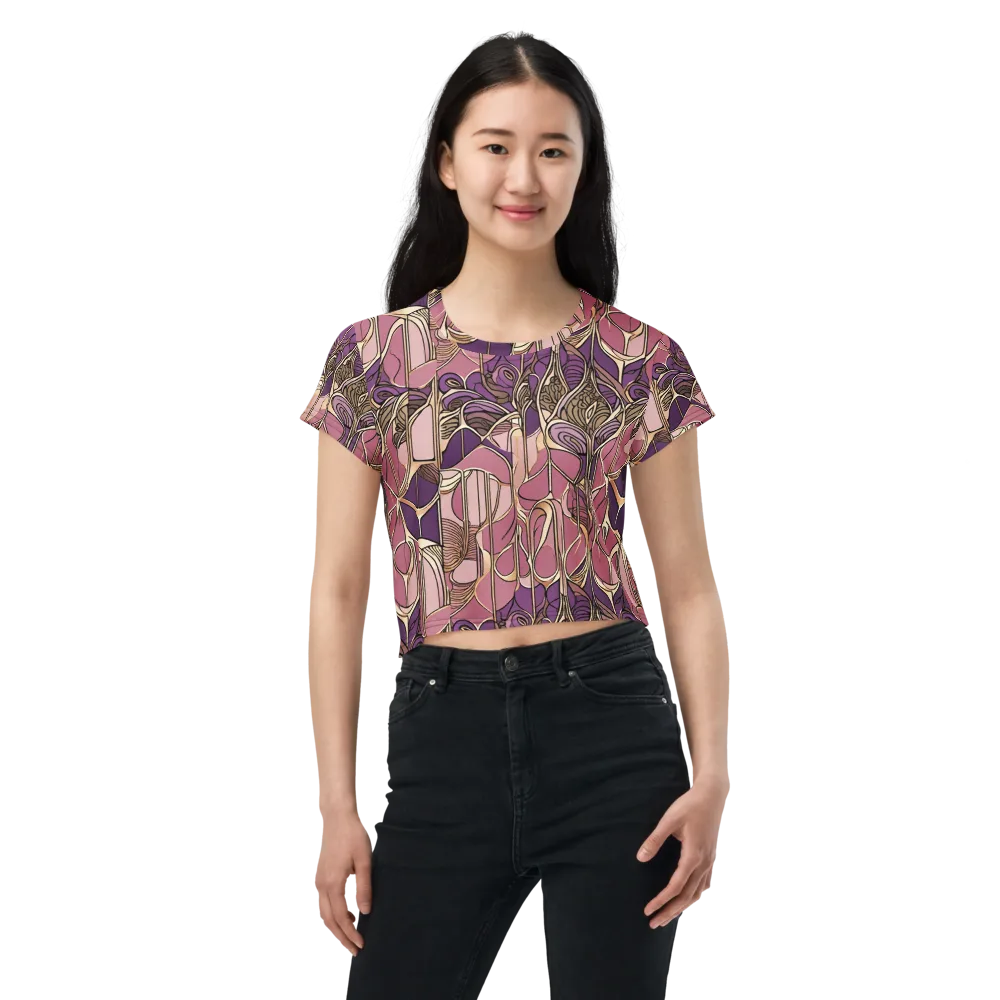 Mauve Filigree on Crop Tee — Front