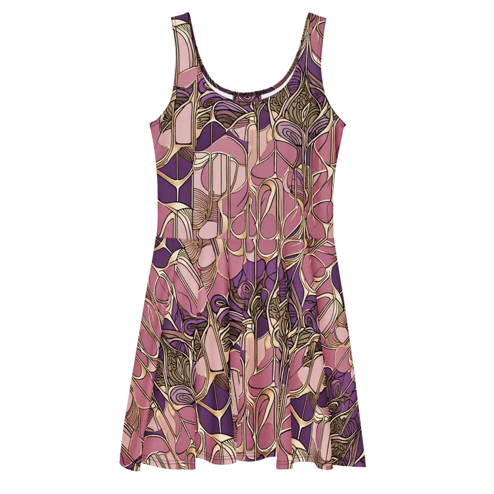 Mauve Filigree on Skater Dress — Front