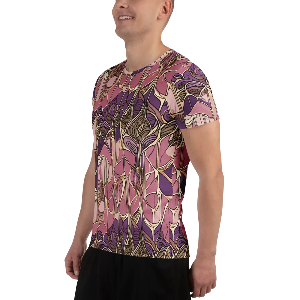 Mauve Filigree on Men's Athletic T-Shirt — Left
