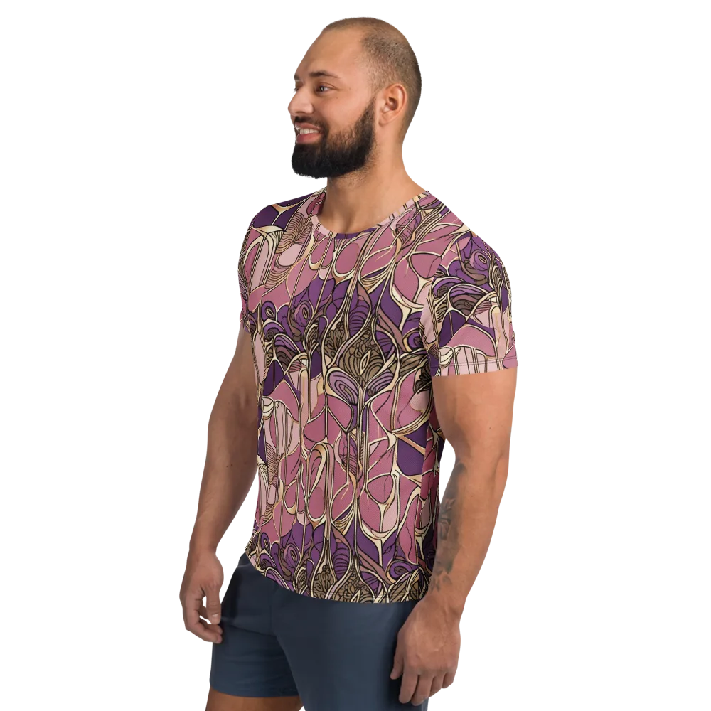 Mauve Filigree on Men's Athletic T-Shirt — Left
