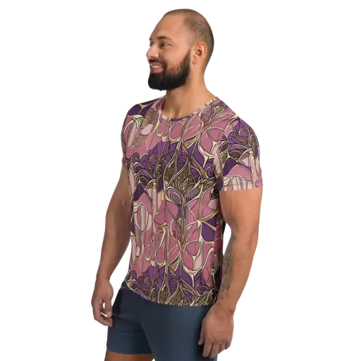 Mauve Filigree on a Men's Athletic T-Shirt