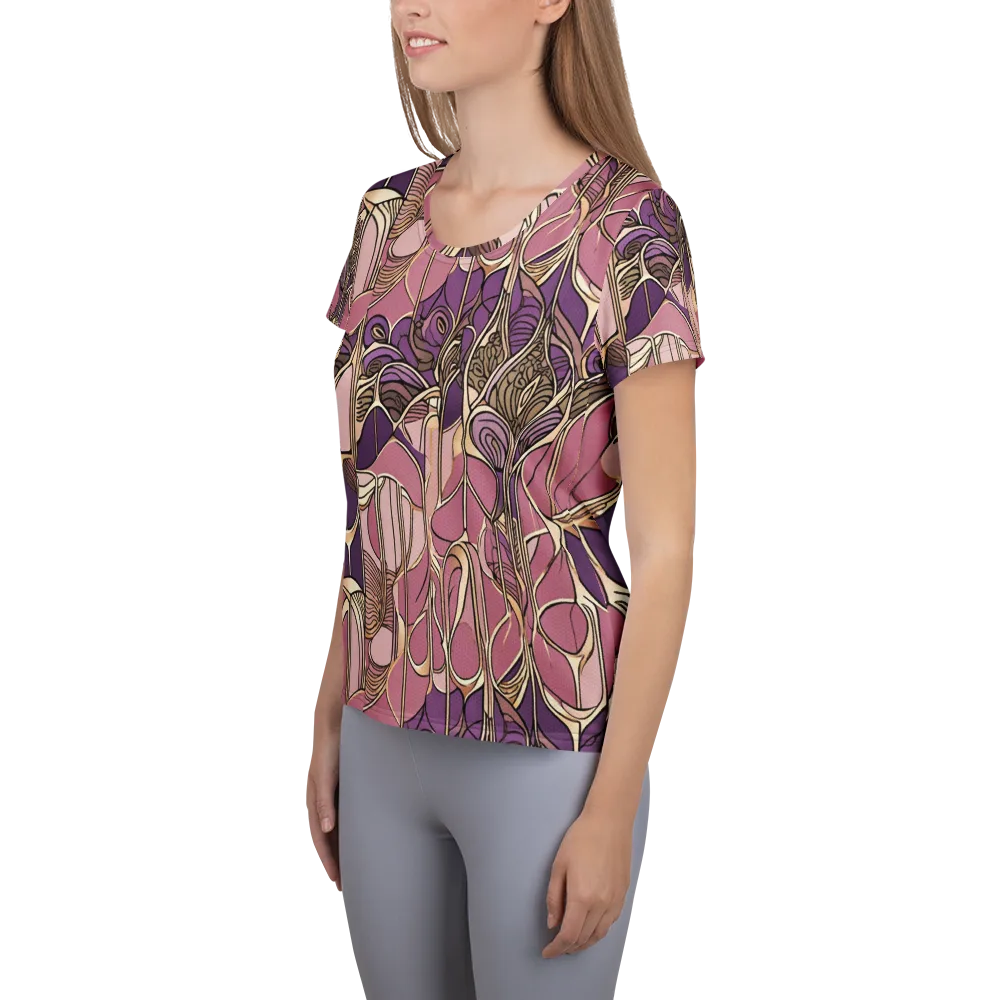 Mauve Filigree on Women's Athletic T-Shirt — Left