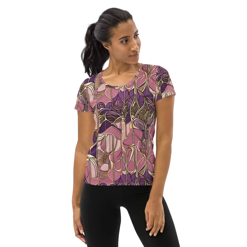 Mauve Filigree on Women's Athletic T-Shirt — Front