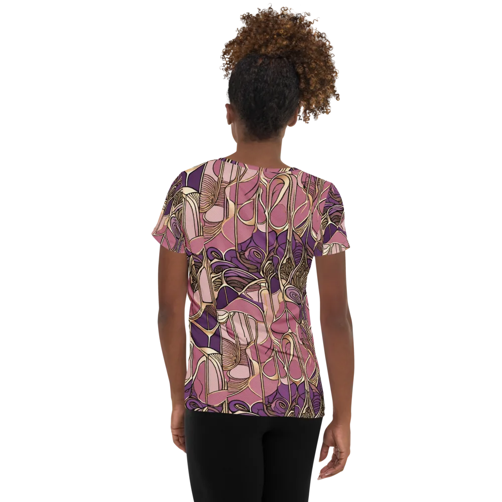 Mauve Filigree on Women's Athletic T-Shirt — Back