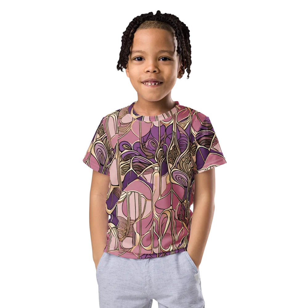 Mauve Filigree on Kids Crew Neck T-Shirt — Front
