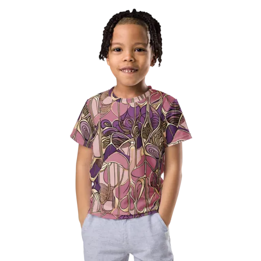 Mauve Filigree on a Kids Crew Neck T-Shirt
