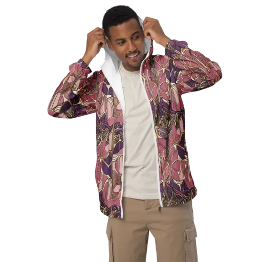 Mauve Filigree on a Men's Windbreaker