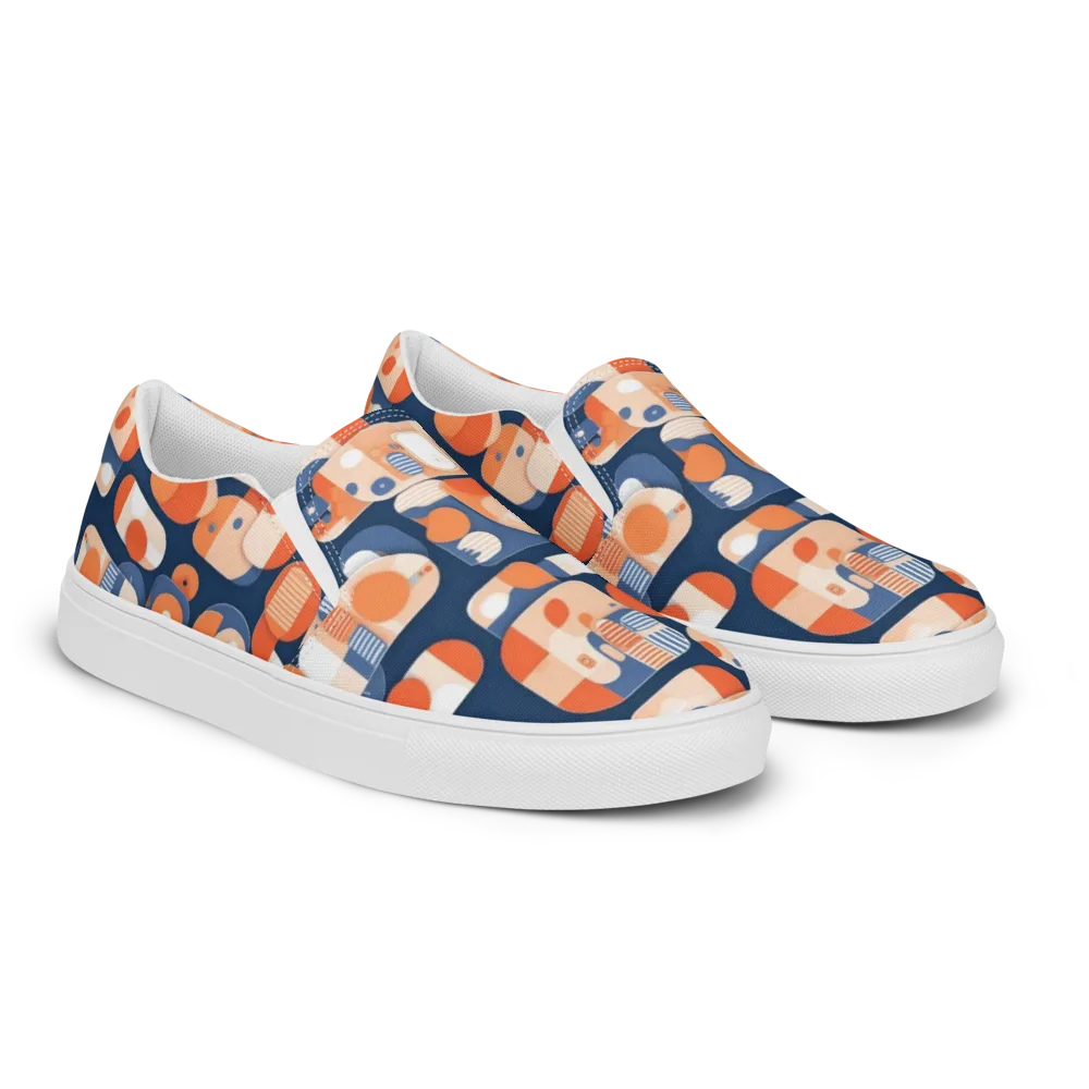 Modular Sunset on Men's Slip-On Canvas Shoes — Right Front