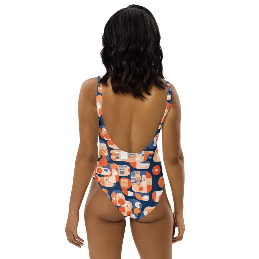 Modular Sunset on One-Piece Swimsuit — Back