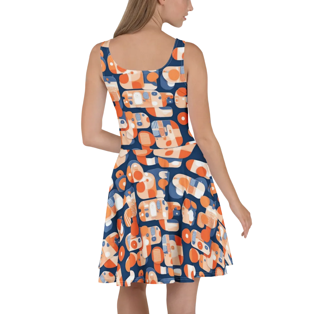 Modular Sunset on Skater Dress — Back