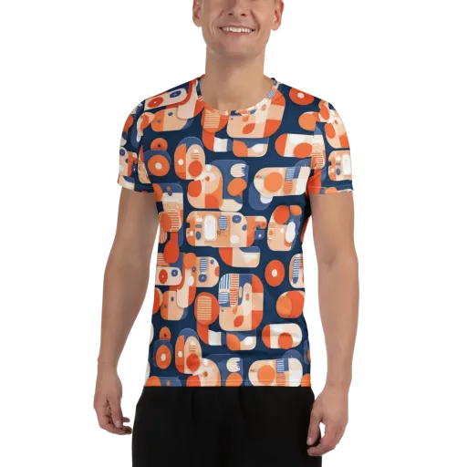 Modular Sunset on a Men's Athletic T-Shirt