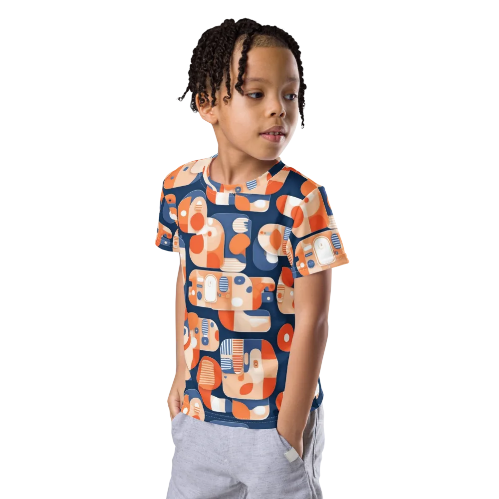 Modular Sunset on Kids Crew Neck T-Shirt — Left Front