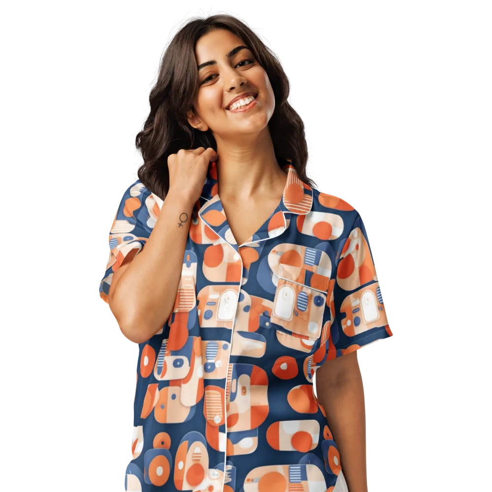 Modular Sunset on Women's Short Sleeve Pajama Top — Front