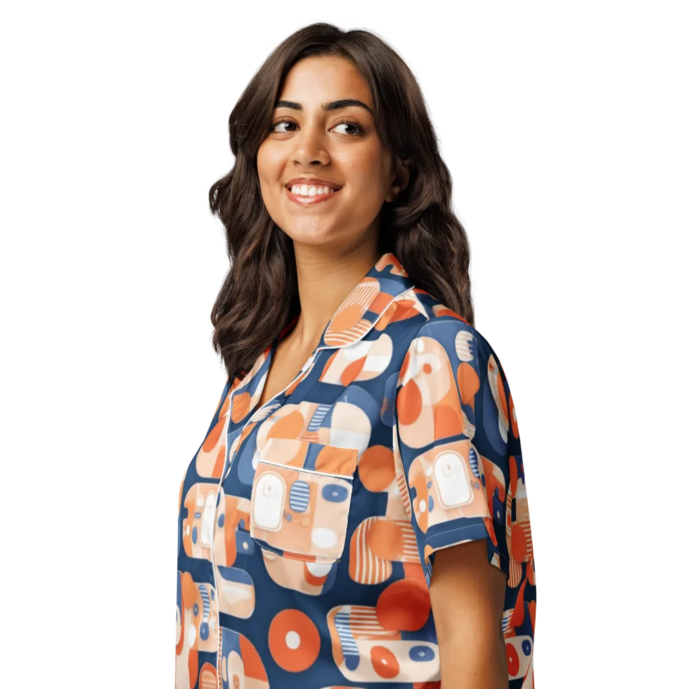 Modular Sunset on Women's Short Sleeve Pajama Top — Left Front
