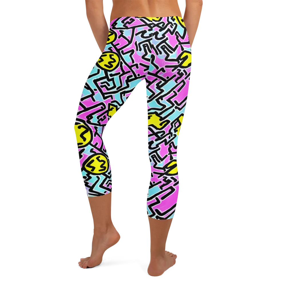 Punk Doodles on Capri Leggings — Back