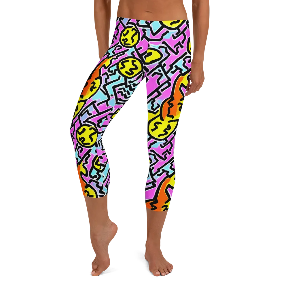 Punk Doodles on Capri Leggings — Front