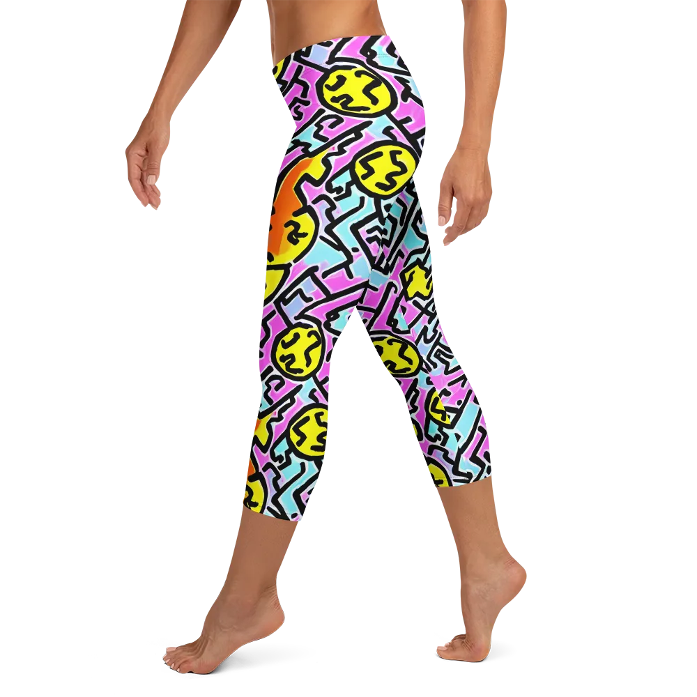 Punk Doodles on Capri Leggings — Left