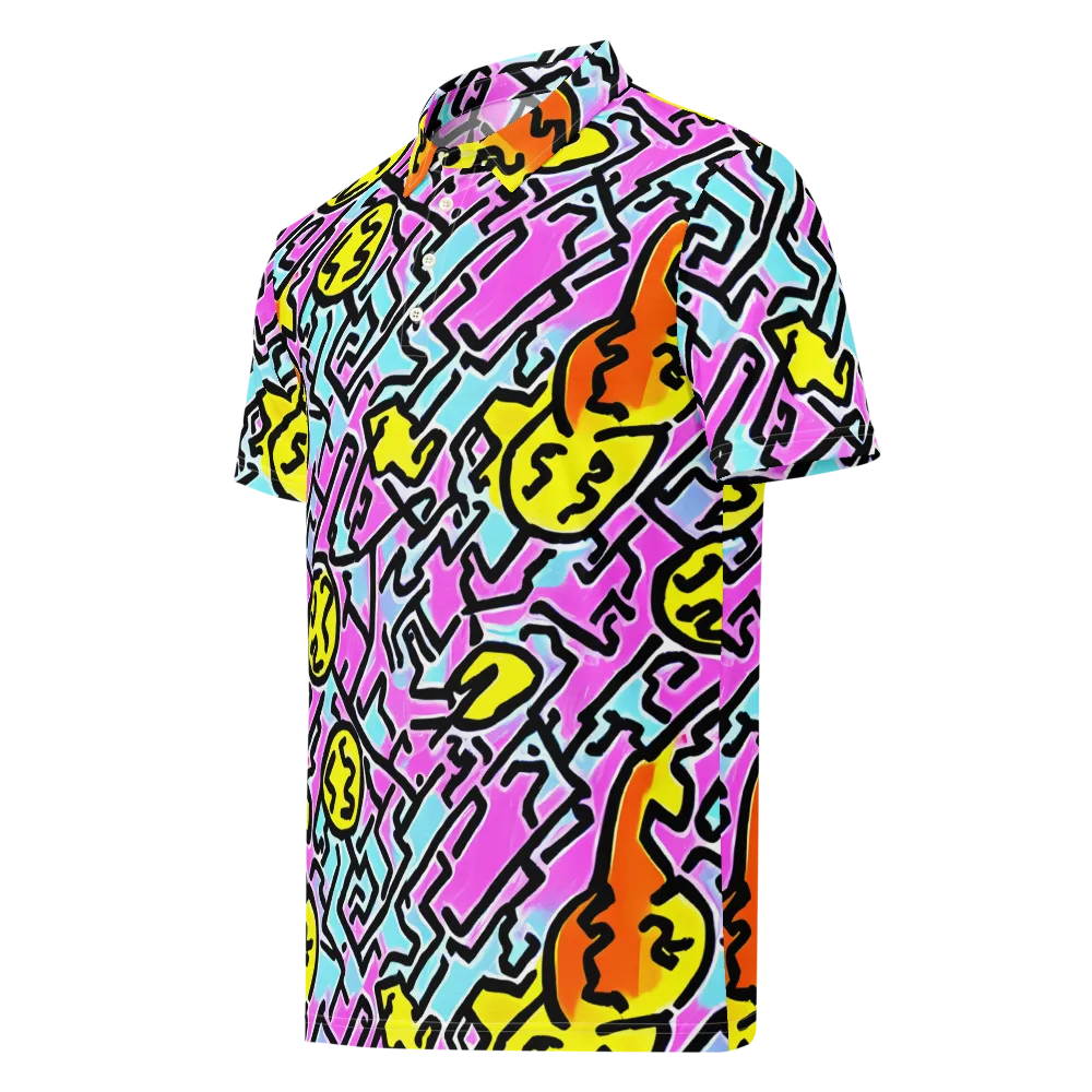 Punk Doodles on Men's Slim Fit Polo Shirt — Left Front