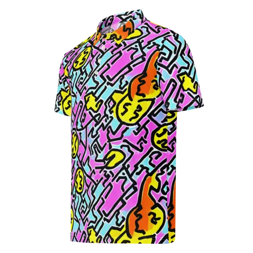 Punk Doodles on a Men's Slim Fit Polo Shirt