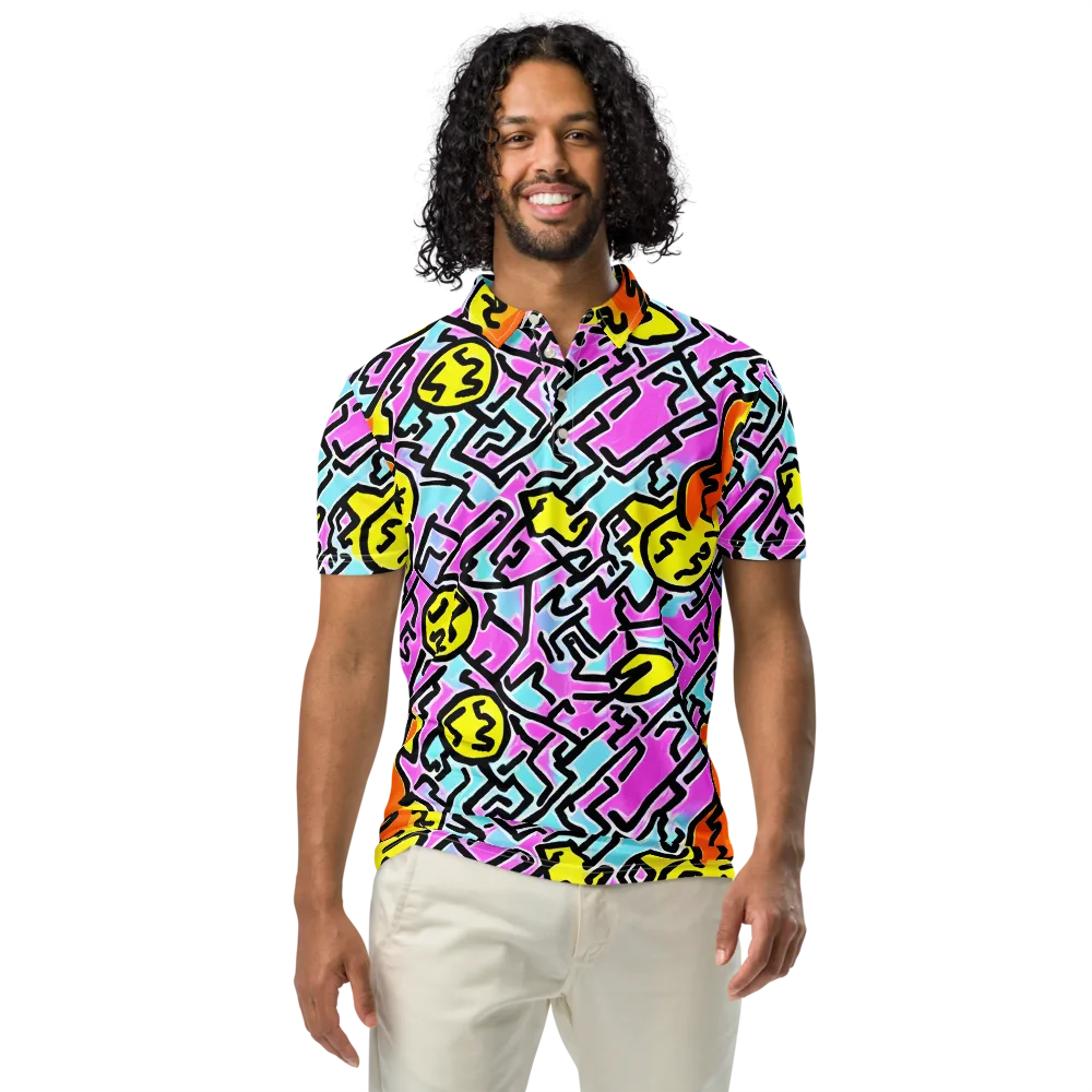 Punk Doodles on Men's Slim Fit Polo Shirt — Front
