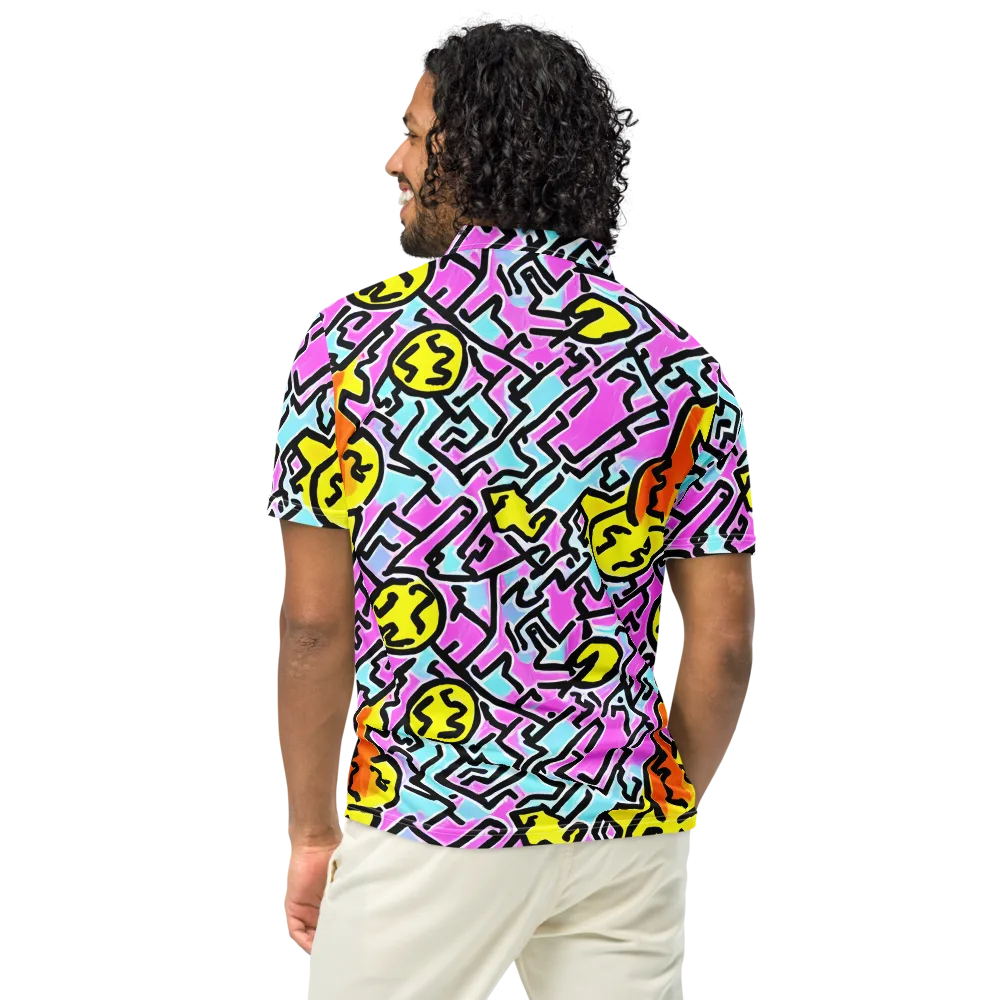 Punk Doodles on Men's Slim Fit Polo Shirt — Back