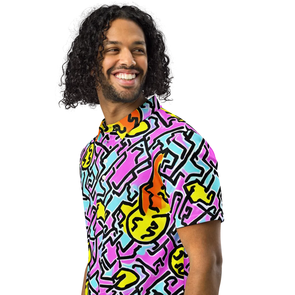 Punk Doodles on Men's Slim Fit Polo Shirt — Left Front
