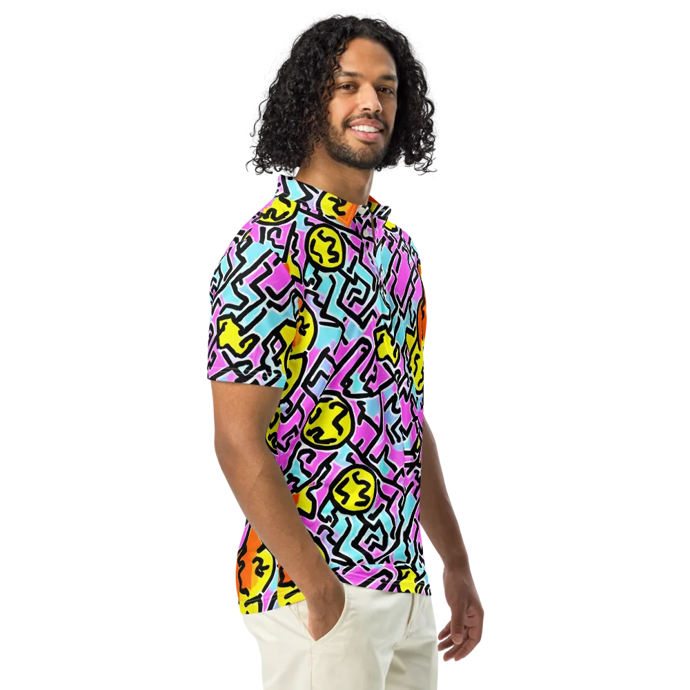 Punk Doodles on Men's Slim Fit Polo Shirt — Right Front
