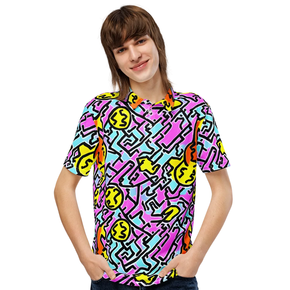 Punk Doodles on Men's Slim Fit Polo Shirt — Front
