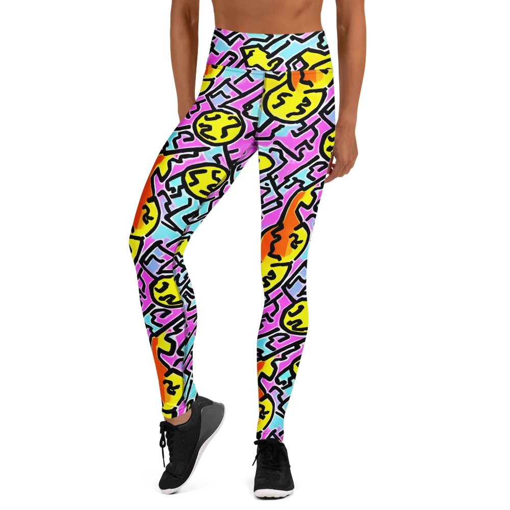 Punk Doodles on Yoga Leggings — Front