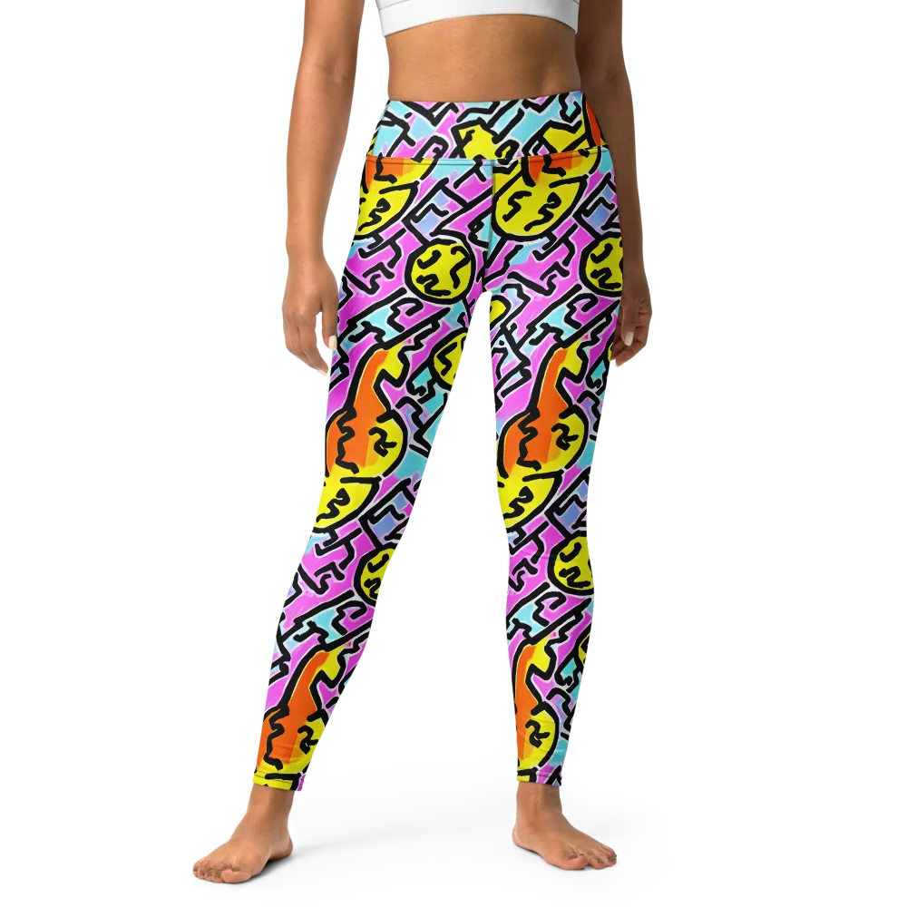 Punk Doodles on Yoga Leggings — Front