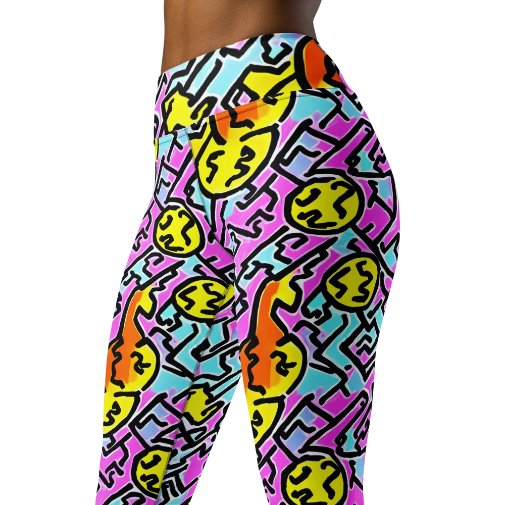 Punk Doodles on Yoga Leggings — Left Front