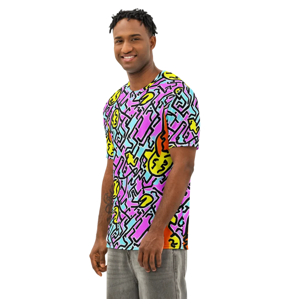 Punk Doodles on Men's Cotton Crew Neck T-Shirt — Left Front