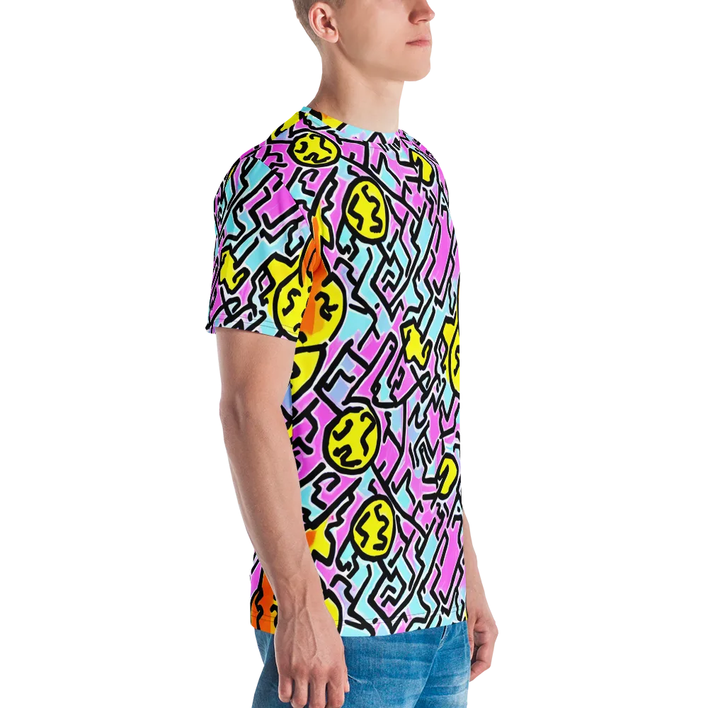 Punk Doodles on Men's Crew Neck T-Shirt — Right