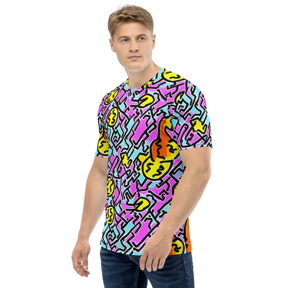 Punk Doodles on Men's Crew Neck T-Shirt — Left