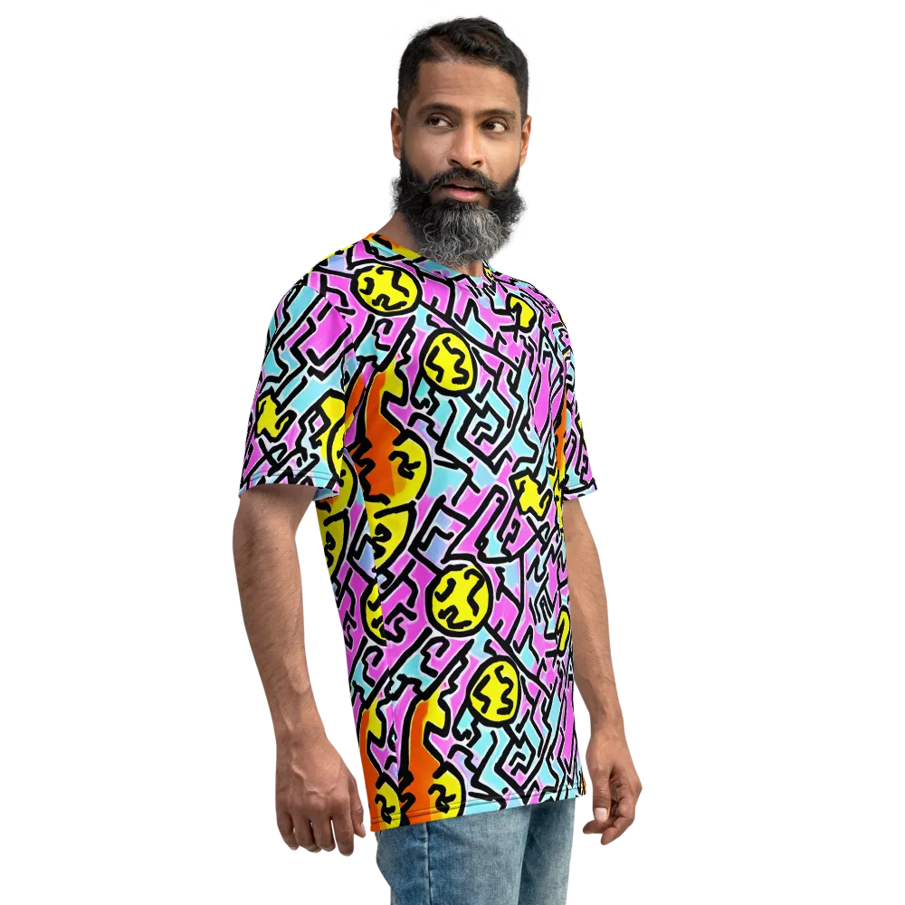 Punk Doodles on Men's Crew Neck T-Shirt — Right