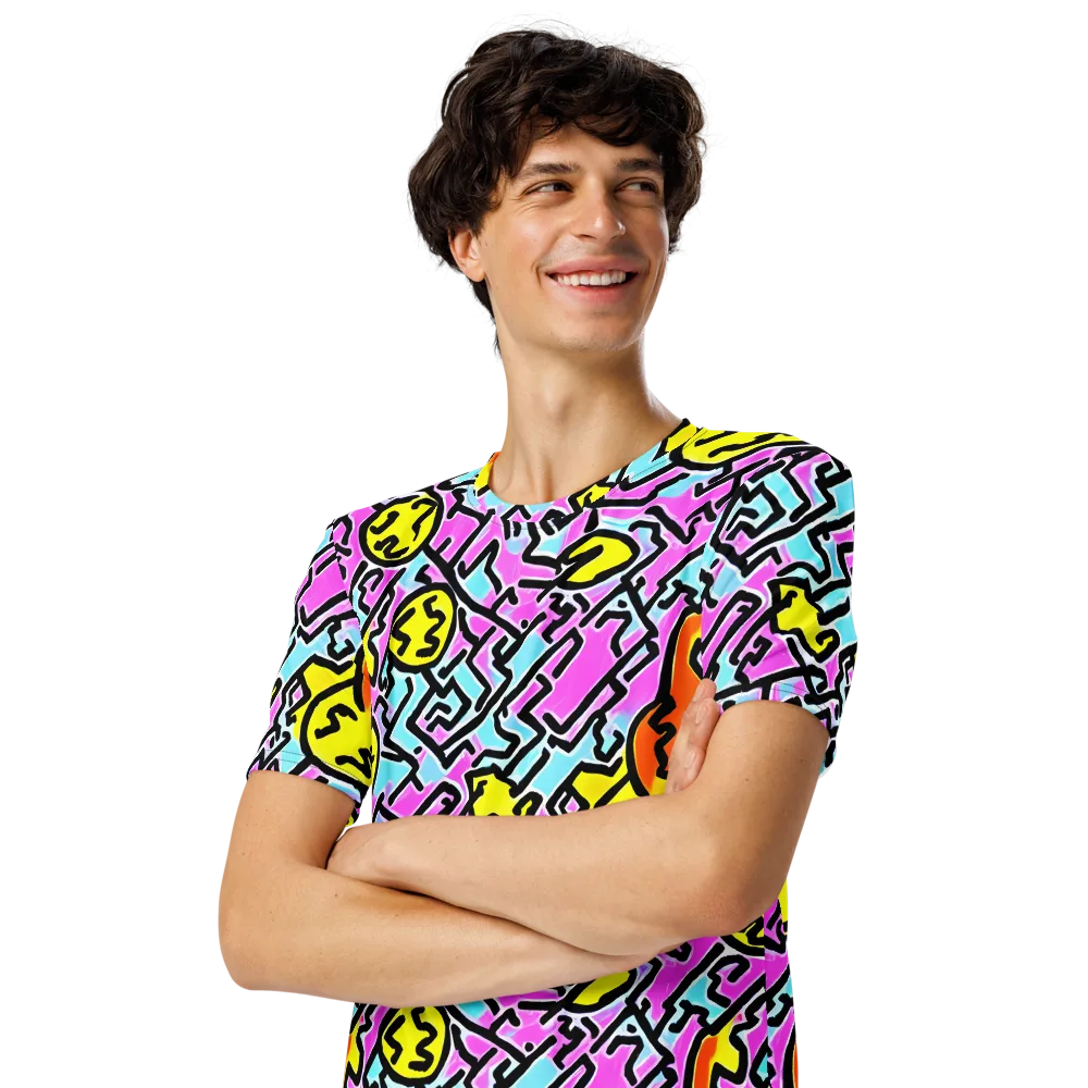 Punk Doodles on Men's Crew Neck T-Shirt — Left Front