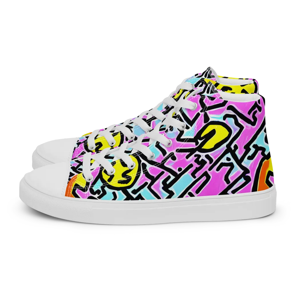 Punk Doodles on Men's High Top Canvas Shoes — Left