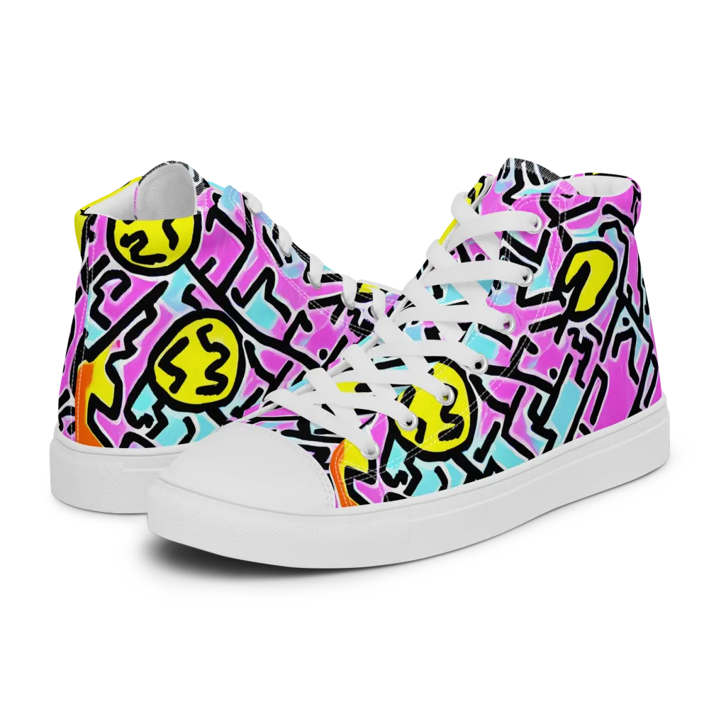 Punk Doodles on Men's High Top Canvas Shoes — Left