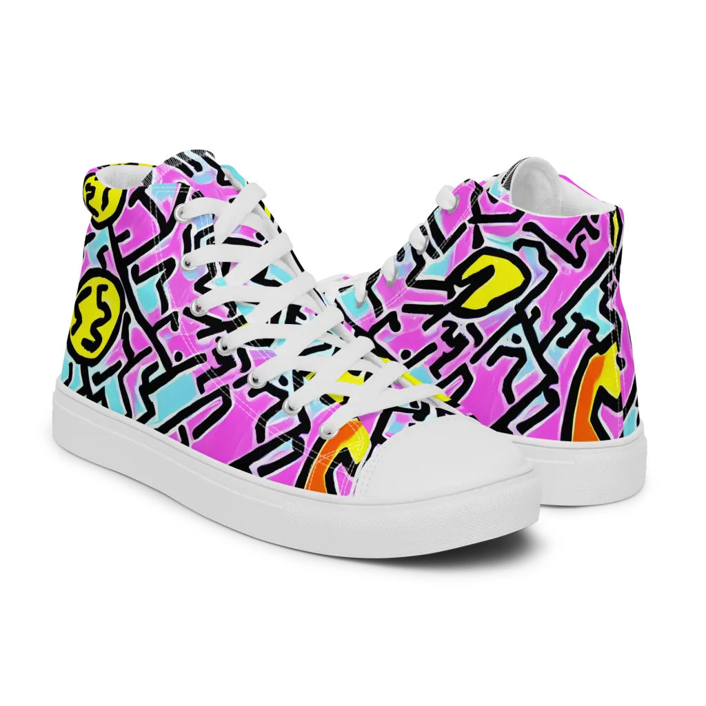 Punk Doodles on Men's High Top Canvas Shoes — Right